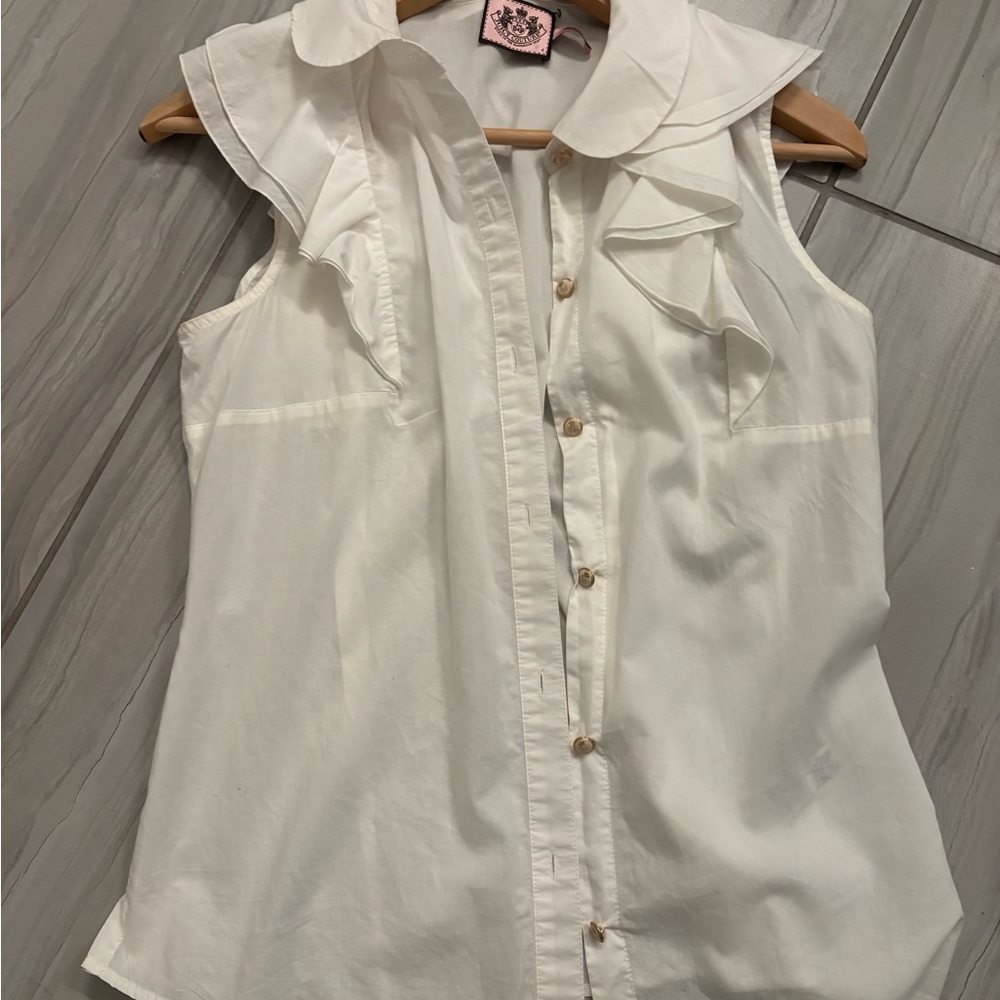 Juicy Couture White Ruffled Blouse